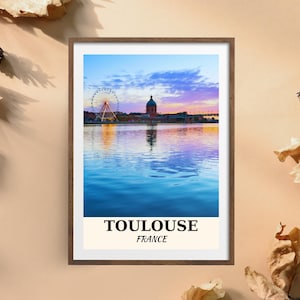 Art mural Toulouse en téléchargement numérique, affiche de la ville de France imprimable, impression d'architecture Français, décoration de voyage