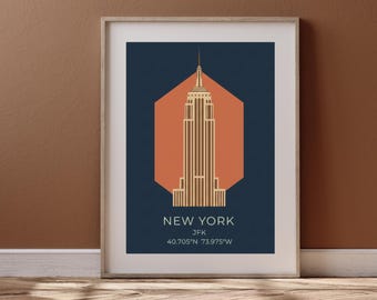 Stampa dell'Empire State Building, poster minimalista da parete di New York, download digitale