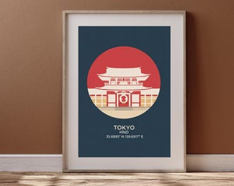 Stampa del tempio Senso-ji Asakusa Tokyo Arte murale giapponese Download digitale Poster