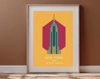 Stampa dell'Empire State Building, poster minimalista da parete di New York City, download digitale