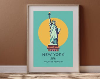 Stampa minimalista della Statua della Libertà - New York City - Poster da parete con download digitale