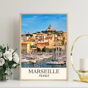 Marseille Wall Art, France City Poster, Printable Travel Print, Digital Coastal Decor, French Architecture Art