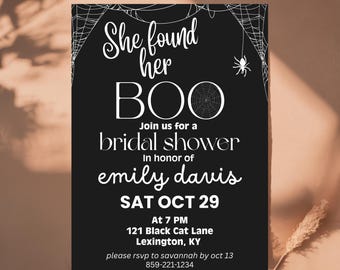 Halloween Bridal Shower Invitation: Spooky Chic, Editable Template
