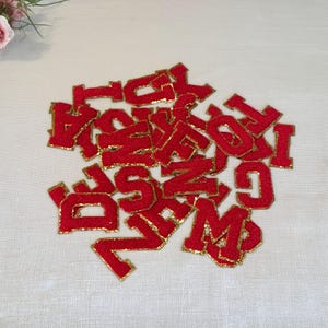 Parche termoadhesivo con letras de chenilla, parche termoadhesivo bordado con letras de chenilla, parches de alfabeto DIY para bolsos de ropa, parche de letras de chenilla A-Z.