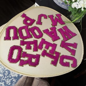 Parche termoadhesivo con letras de chenilla, parche termoadhesivo bordado con letras de chenilla, parches de alfabeto DIY para bolsos de ropa, parche de letras de chenilla A-Z.