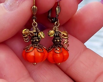 Pumpkin Earrings, Autumn Earrings Fall Earrings Thanksgiving Jewelry Pumpkin Jewelry November Jewelry Halloween Pumpkin Holiday Jewelry Gift