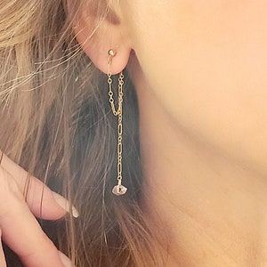 Herkimer Diamond Earrings, Chain Earrings, Gold Earrings, Dainty Earrings Minimalist Earrings Stud Earrings Wedding Earrings Bridal Earrings