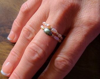 Tahitian Pearl Ring, Dainty Ring Birthstone Ring Minimalist Ring Thumb Ring Simple Ring Midi Ring Stacking Ring Delicate Ring Stackable Ring