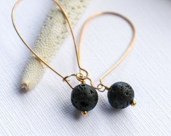 Lava Earrings, Diffuser Jewelry, Stone Earrings, Hawaiian Jewelry, Minimalist Earrings Essential Oil Jewelry, Simple Earrings Black Earrings