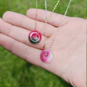 Watermelon Jade Necklace, Simple Necklace, Dainty Necklace, Minimalist Necklace, Jade Jewelry, Boho Jewelry, Layering Necklace, Boho Chic