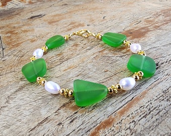 Sea Glass Bracelet, Sea Glass Jewelry, Beach Glass Jewelry, Beach Glass Bracelet, Wedding Jewelry, Bridal Party Bridesmaid
