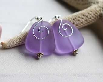 Purple Sea Glass Earrings, Seaglass Earrings, Sea Glass Jewelry, Beach Glass Earrings, Beach Glass Jewelry, Beach Jewelry, Seaglass Jewelry