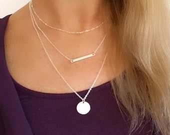 Christmas Gift, Initial Letter Necklace, Gift for Her, Personalized Jewelry Gift, Birthday Gift, Monogram Disk, Custom Necklace Mom Necklace