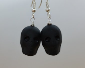 Black Skull Earrings • Halloween Earrings • Day of the Dead • Sugar Skull Earrings • Goth Earrings • Skeleton Earrings • Spooky Earrings