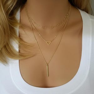 Gold Layering Halskette, überlagerte Halskette Skinny Bar Stacking-Halskette, Gestapelte Halskette Layer-Halskette Multi Strang Halskette Bar Halskette