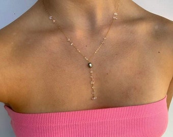 Herkimer Diamond Necklace, Raw Crystal Necklace, Bridal Necklace, Pearl Necklace, Birthstone Necklace, Dainty Necklace, Bridesmaid Necklace