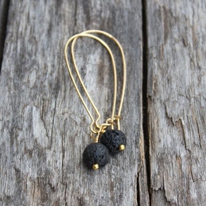 Lava Earrings, Diffuser Jewelry, Stone Earrings, Hawaiian Jewelry, Minimalist Earrings Essential Oil Jewelry, Simple Earrings Black Earrings image 10