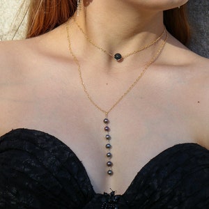 Pearl Drop Necklace, Lariat Necklace, Bridal Necklace, Pearl Necklace, Wedding Necklace, Y Necklace, Bridesmaid Necklace, Freshwater Pearl