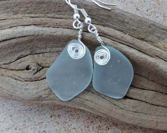 Pastel Aqua Green Sea Glass Earrings, Sea Foam Seaglass Earrings, Sea Glass Jewelry, Beach Glass Earrings, Beach Jewelry, Seaglass Jewelry