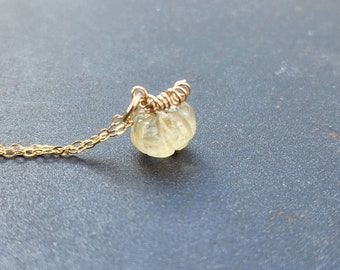 Pumpkin Necklace, Gemstone Necklace, Shaded Lemon Quartz Necklace, Halloween Jewelry, Autumn Jewelry, Thanksgiving Jewelry, Hostess Gifts