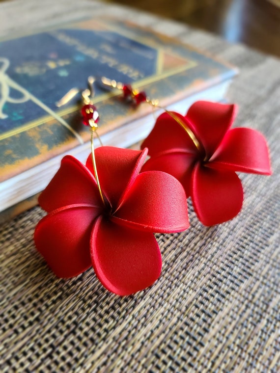 Hawaiian shop flower earrings
