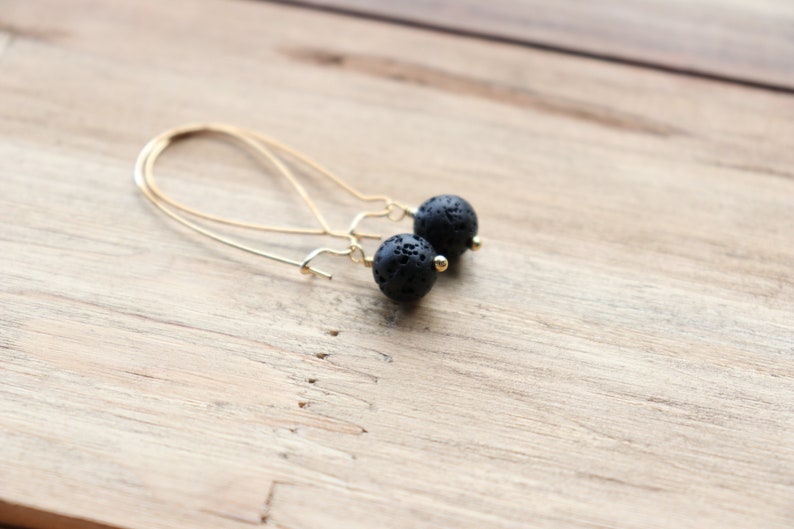 Lava Earrings, Diffuser Jewelry, Stone Earrings, Hawaiian Jewelry, Minimalist Earrings Essential Oil Jewelry, Simple Earrings Black Earrings image 7