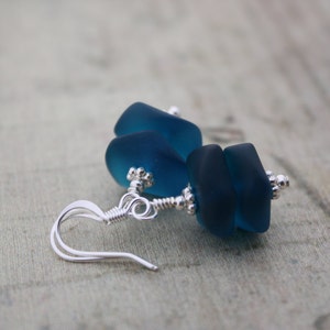 Teal Sea Glass Earrings, Seaglass Earrings, Beach Glass Earrings, Sea Glass Jewelry, Seaglass Jewelry Ocean Jewelry, Beach Wedding, Blue