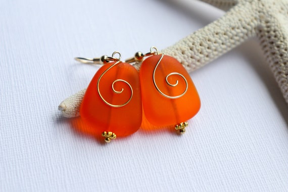 Orange sea shop glass jewelry
