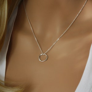 Dainty Silver Circle Necklace, Karma Necklace, Eternity Necklace Infinity Necklace, Minimalist Necklace, Layering Necklace Stacking Necklace