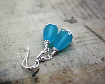 Blue Sea Glass Jewelry, Sea Glass Earrings, Bridesmaid Gift Beach Jewelry Bridesmaid Jewelry Wedding Earrings Bridal Earrings Bridal Jewelry