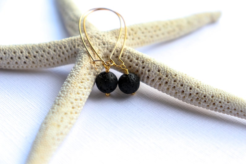 Lava Earrings, Diffuser Jewelry, Stone Earrings, Hawaiian Jewelry, Minimalist Earrings Essential Oil Jewelry, Simple Earrings Black Earrings image 4