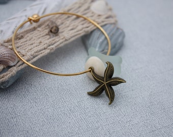 Shell Bangle Sea Glass Bangle Puka Shell Bangle Beach Bangle Starfish Jewelry Sea Glass Bracelet Hawaiian Bangle Hawaiian Jewelry Hawaii