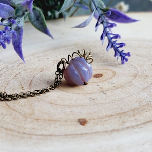 Pumpkin Necklace, Gemstone Necklace, Lavender Opal Necklace, Halloween Jewelry, Autumn Jewelry Thanksgiving Jewelry, Hostess Gifts image 6