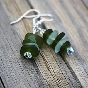 Green Sea Glass Earrings Hawaiian Jewelry Sea Glass Jewelry Beach Glass Earrings Summer Earrings Beach Jewelry Beach Jewelry Simple Earrings