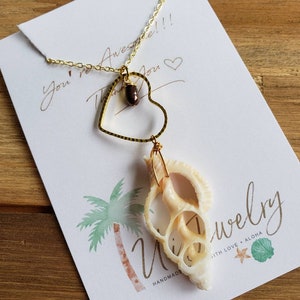 Hawaiian Jewelry Sea Shell Necklace, Beach Necklace Seashell Necklace Hawaii Jewelry Shell Jewelry Shell Pendant Beach Wedding Heart Pendant image 2