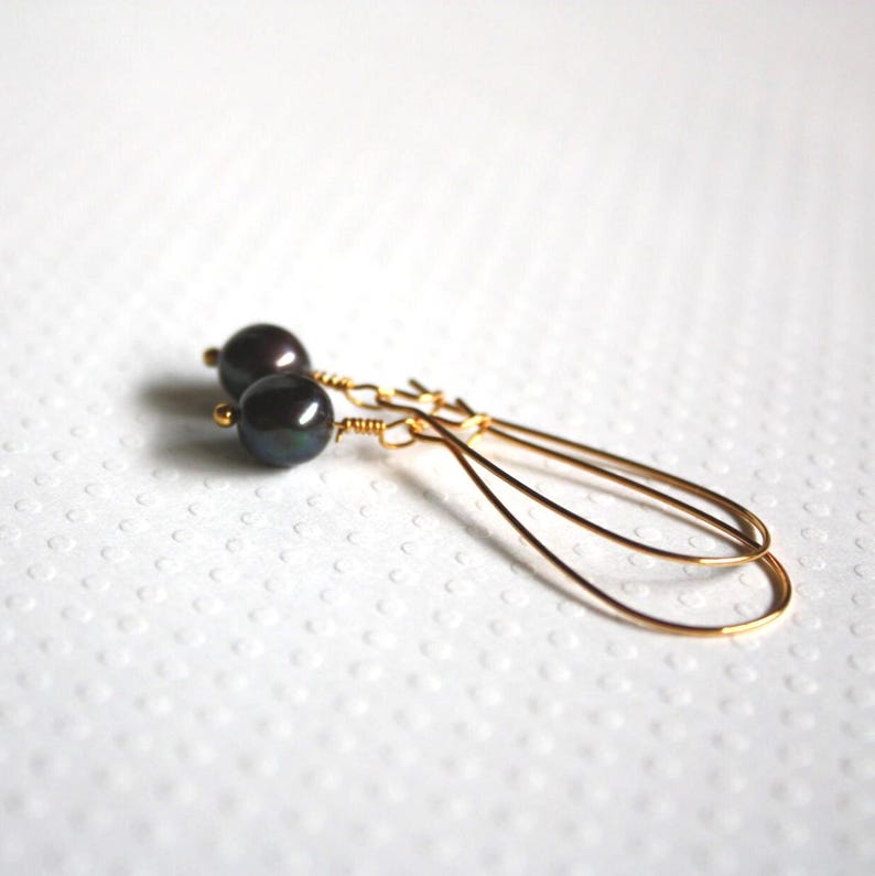 Tahitian Pearl Earrings • Pearl Drop Earrings • Simple Earrings • Everyday Earrings • Pearl Dangle Earrings • Bridal Earrings • Wedding image 6