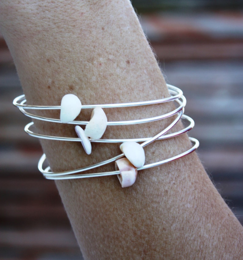 Silver Shell Bangle Hawaiian Bracelet Hawaiian Jewelry Beach Etsy