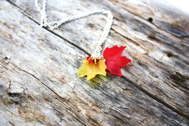 Maple Leaf Necklace, Fall Wedding, Leaf Necklace, Maple Leaf Charm, Woodland Necklace, Nature Jewelry, Autumn Necklace, Maple Leaf Pendant image 3