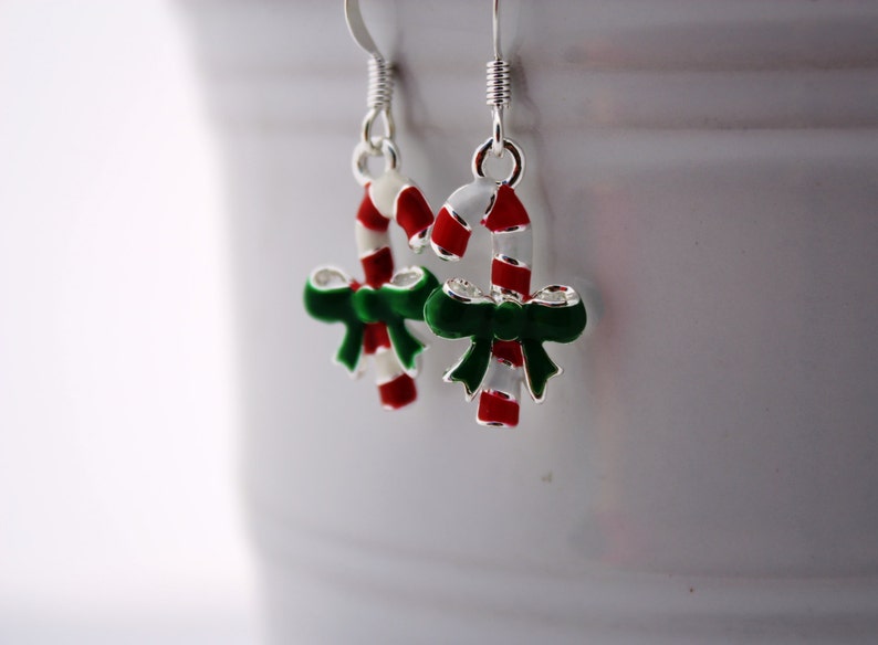 Candy Cane Earrings Christmas Earrings Christmas Jewelry Etsy