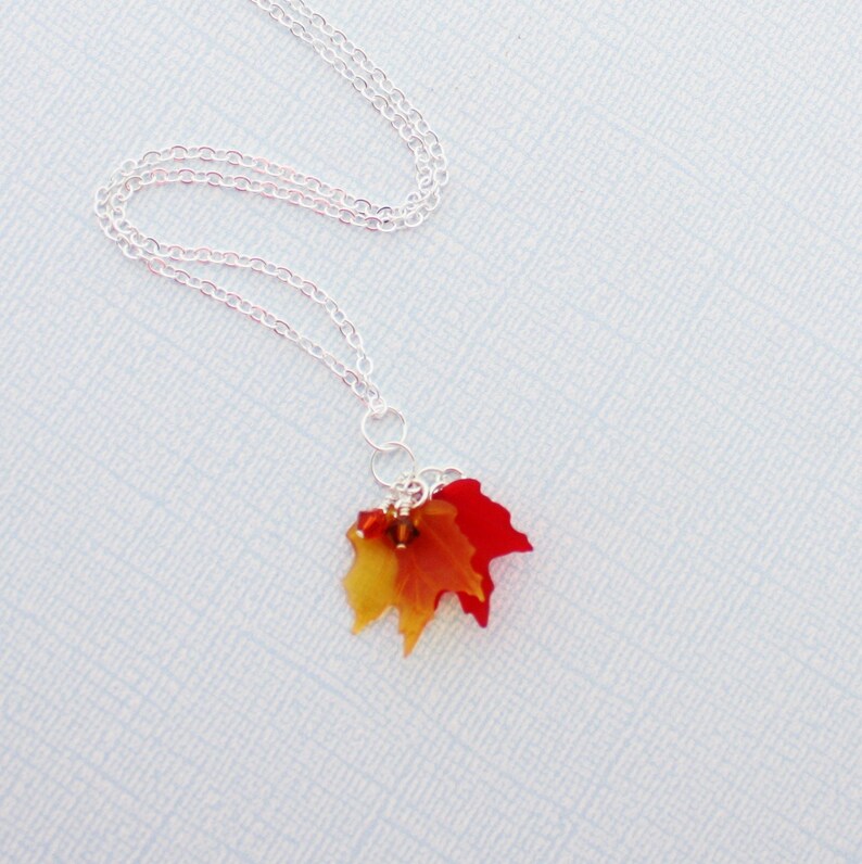 Maple Leaf Necklace, Fall Wedding, Leaf Necklace, Maple Leaf Charm, Woodland Necklace, Nature Jewelry, Autumn Necklace, Maple Leaf Pendant image 5