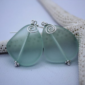 Aqua Sea Glass Earrings, Seaglass Earrings, Sea Glass Jewelry, Beach Glass Earrings, Beach Glass Jewelry, Beach Jewelry, Seaglass Jewelry image 3