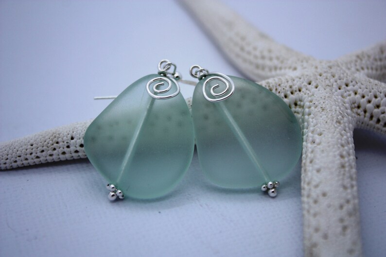 Aqua Sea Glass Earrings, Seaglass Earrings, Sea Glass Jewelry, Beach Glass Earrings, Beach Glass Jewelry, Beach Jewelry, Seaglass Jewelry image 3