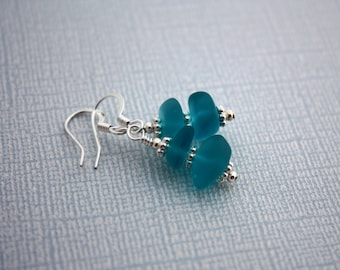 Aqua Blue Sea Glass Earrings, Seaglass Earrings, Beach Glass Earrings Sea Glass Jewelry, Seaglass Jewelry, Summer Earrings, Hawaiian Jewelry