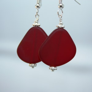 Red Sea Glass Earrings, Sea Glass Jewelry, Beach Jewelry, Simple Earrings, Summer Earrings, Bridesmaid Earrings, Hawaiian Jewelry Seaglass