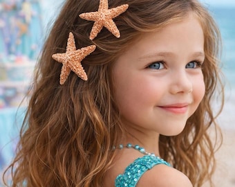 Real Starfish Hair Pin for Beach Wedding, Mermaid Hair Clip, Boho Wedding Hairpin, Hair Clips Beach Bridesmaid, Mermaid Accessories Set of 2