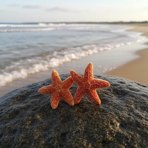 Pendientes de estrella de mar y aguamarina, pendientes de estrella de mar, joyas de estrella de mar, boda en la playa, pendientes de sirena Ariel, joyería de sirena, estilo náutico imagen 7