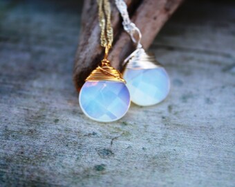 October Birthstone Moonstone Necklace Opalite Wedding Jewelry Bridal Jewelry Bridesmaid Jewelry Hawaii Jewelry Birthstone Necklace Opal 019