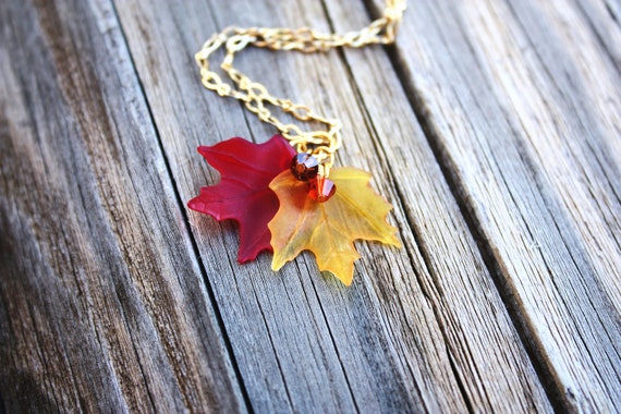 Vintage Jules Perrier Enamel Over Copper Maple Leaf Necklace Pendant Signed  | eBay