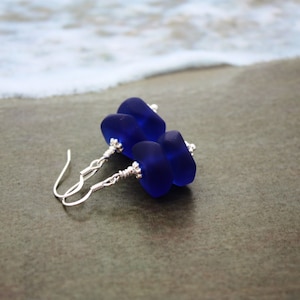 Cobalt Blue Sea Glass Earrings, Seaglass Earrings, Beach Glass Earrings, Sea Glass Jewelry, Seaglass Jewely, Beach Wedding Ocean Jewelry