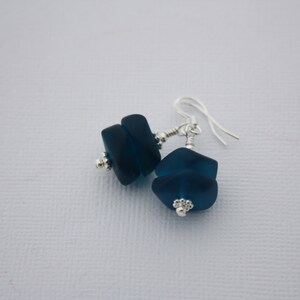 Teal Sea Glass Earrings, Seaglass Earrings, Beach Glass Earrings, Sea Glass Jewelry, Seaglass ...